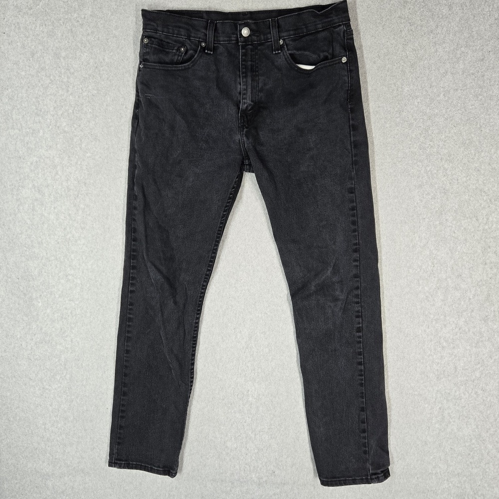 Levi's 502 Men Jeans 32X32 Black Denim Regular Tapered 29" Inseam Stretch